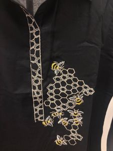Black Embroidered Cord Set