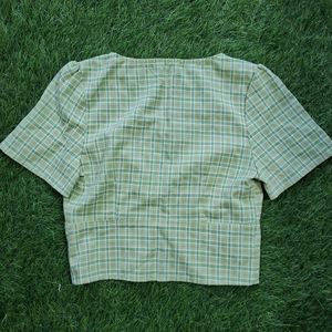 Green Plaid Crop Top with inner