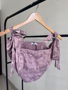 Mauve Cup Detail Satin Top