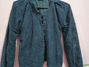 Navy Blue Patterned Long Sleeve Top bust 32 s