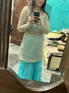 Beautiful Blue Sharara Set