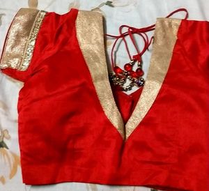 Red & Gold Sari Blouse