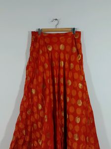 Orange  Brocade Ethnic Lehenga &amp; Dupatta Set