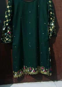 Emerald Green Embroidered Kurti