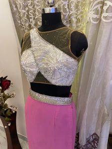 Pink Skirt &amp; Embellished Top Set