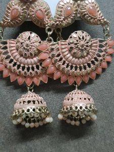 Pink Jhumka Earrings