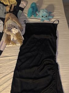 Sleek Black Slit Dress