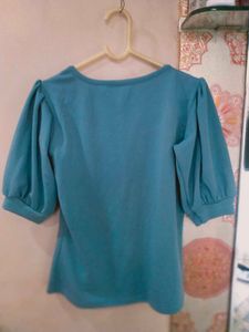 Sleeves Square Neck Slim Top Polyester