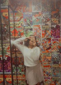 White long sleeve top & pink skirt