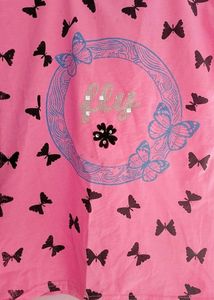 Casual Printed Women Black Top With Pink Tshirt