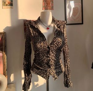 Leopard Printed Fitted Button Up