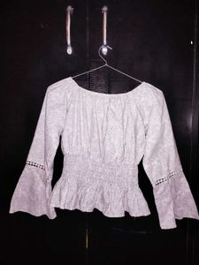 ZARA Smocked Peplum Top