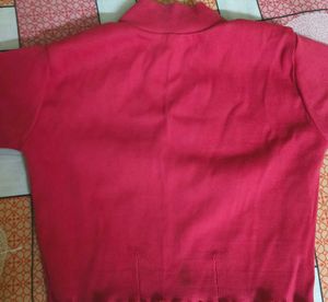 Red High Neck Crop Top