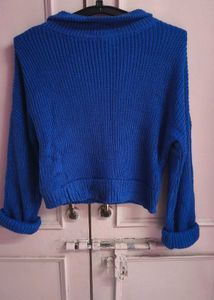 Blue Knit Half-Zip Sweater