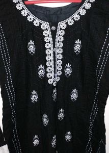 Elegant Black & White Kurti Set