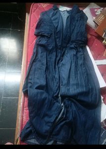 Sleeveless Long Denim Coat