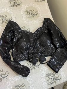 Sequin Embellished Black Blouse