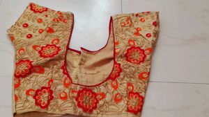 Red Saree With Beautiful Blouse