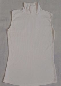 White Turtleneck Cutleeves Top