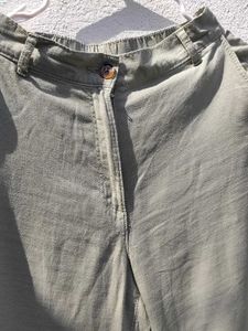 H&amp;M Straight Linen Blend Trouser