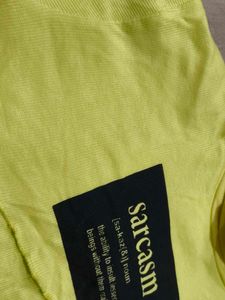 Yellow 'Sarcasm' shoulder Crop Top