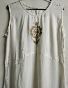 Long Gown With Embroidery On Neck And Border