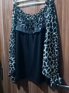 Blousy Black Silk Top For Womens