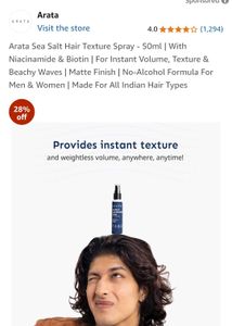 Sealed Packed Arata Sea Salt Hair Texture Spray