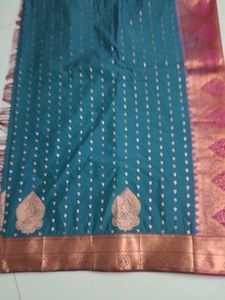Sea Blue Emboss Silk Saree...