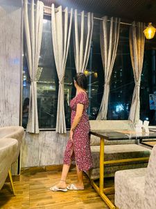 Floral Midi Dress with Slit