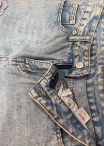 Wide Leg Denim distressed Jeans