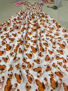 Butterfly Print Smocked Dress