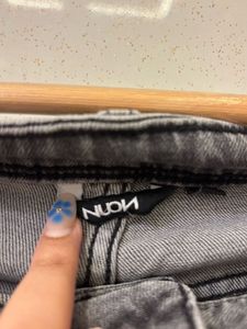 Gray Wide Leg Denim Pants