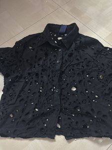 Black Eyelet Shirt