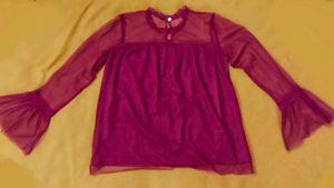 ☆Magenta Sheer Bell Sleeve Top☆
