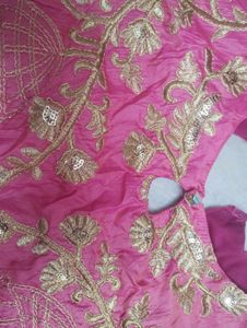 Pink Embroidered Readymade Saree Blouse
