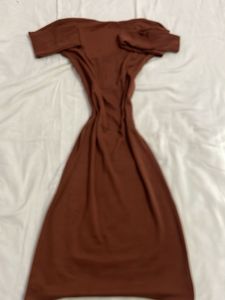 Brown Ribbed Bodycon