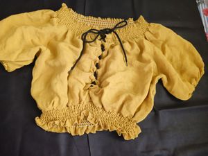 off shoulder tops mustard and red