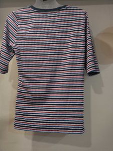 Casual Striped Ribbed Knit Half Sleeve Top 👕