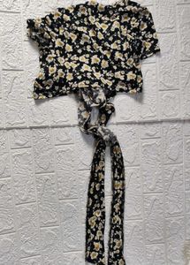 Shein Floral Wrap Crop Top