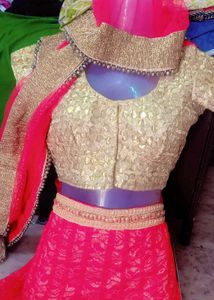 Pink &amp; Gold Lehenga Choli