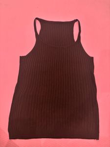 Brown Ribbed Tank Top – Sleeveless Casual Wear