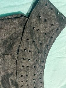 women  boat neck black blouse