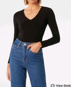 Casual Polyester Blend V-Neck Full Sleeves Black
