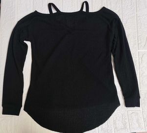 Shein Black Cold Shoulder Top