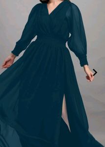 V-Neck Fit & Flared Dress