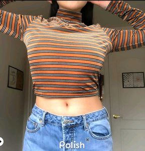 New with tag Korean Striped Turtleneck Long Sleeve