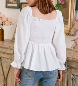 White Peplum Top