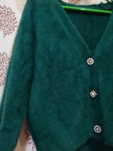Green Fuzzy Cardigan💚