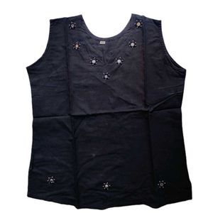 Black Embellished Sleeveless Top